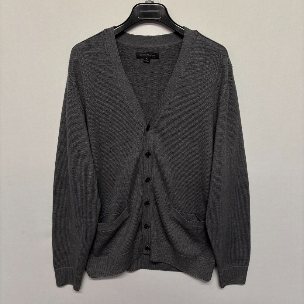 Tricots St Raphael Men Cardigan Sweater Size XL X-Large Gray FA23 D129 -14